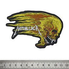 Нашивка ткана METALLICA - FLAMING SKULL CUT OUT (ofp-161) Изображение