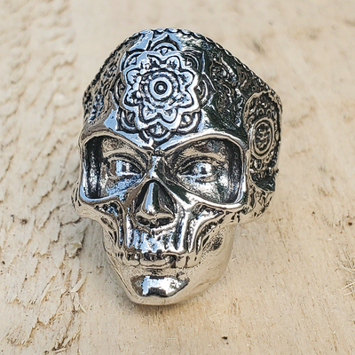 Перстень Череп з візерунками (aer-015), Размер (диаметр, мм) Размер 19 Изображение