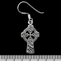 Сережка-гачок Кельтський хрест з візерунками (срібло, 925 проба) (ehs-039) Изображение