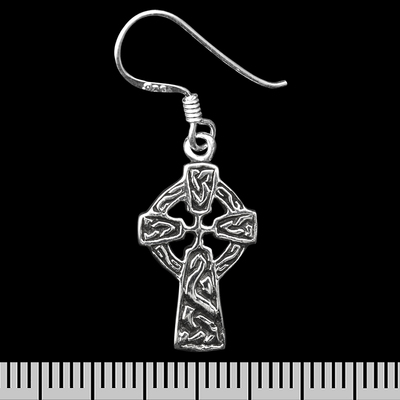 Сережка-гачок Кельтський хрест з візерунками (срібло, 925 проба) (ehs-039) Зображення