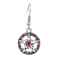 Сережка-гачок Пентаграма з червоним камінням (ea-162) Зображення