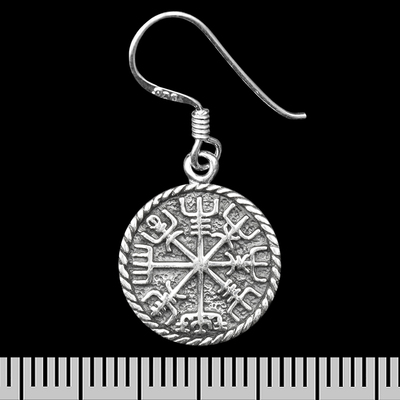 Сережка-гачок Рунічний компас (срібло, 925 проба) (ehs-036) Изображение