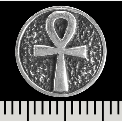 Сережка-гвоздик Анкх у колі (срібло, 925 проба) (st-040) Изображение