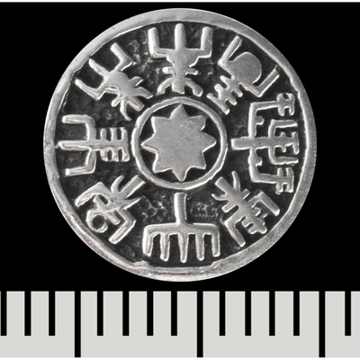 Сережка-гвоздик Рунічний компас (срібло, 925 проба) (st-038) Изображение