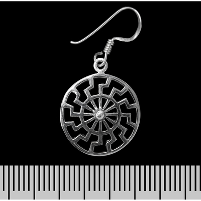 Сережка-гачок Чорне Сонце (срібло, 925 проба) Зображення