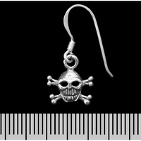 Сережка-гачок Піратський череп (срібло, 925 проба) Зображення