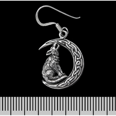 Сережка-гачок Вовк виє (півмісяць) (срібло, 925 проба) Зображення