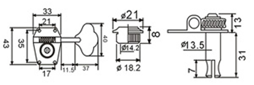 DR PARTS BMH1530/GD/R2/L2 - Колки на бас гитару 2