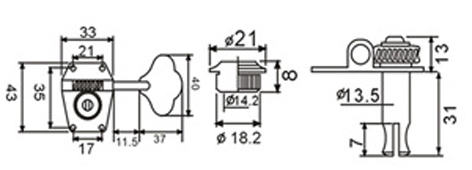 DR PARTS BMH1530/GD/R4 - Колки на бас гитару 2