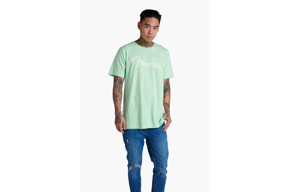 Футболка FENDER T-SHIRT SPAGHETTI LOGO SURF GREEN M  5