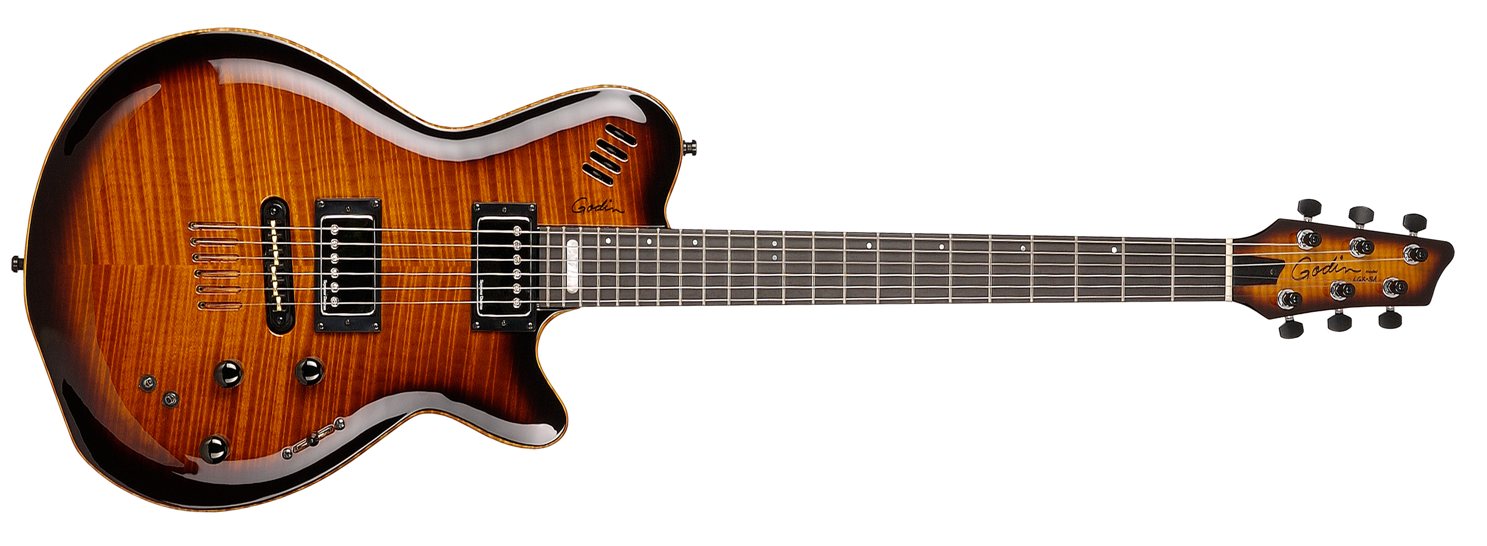 GODIN 024094 - LGX-SA(S) Cognac Burst Flame AAA (Made in Canada) - Электрогитара 2