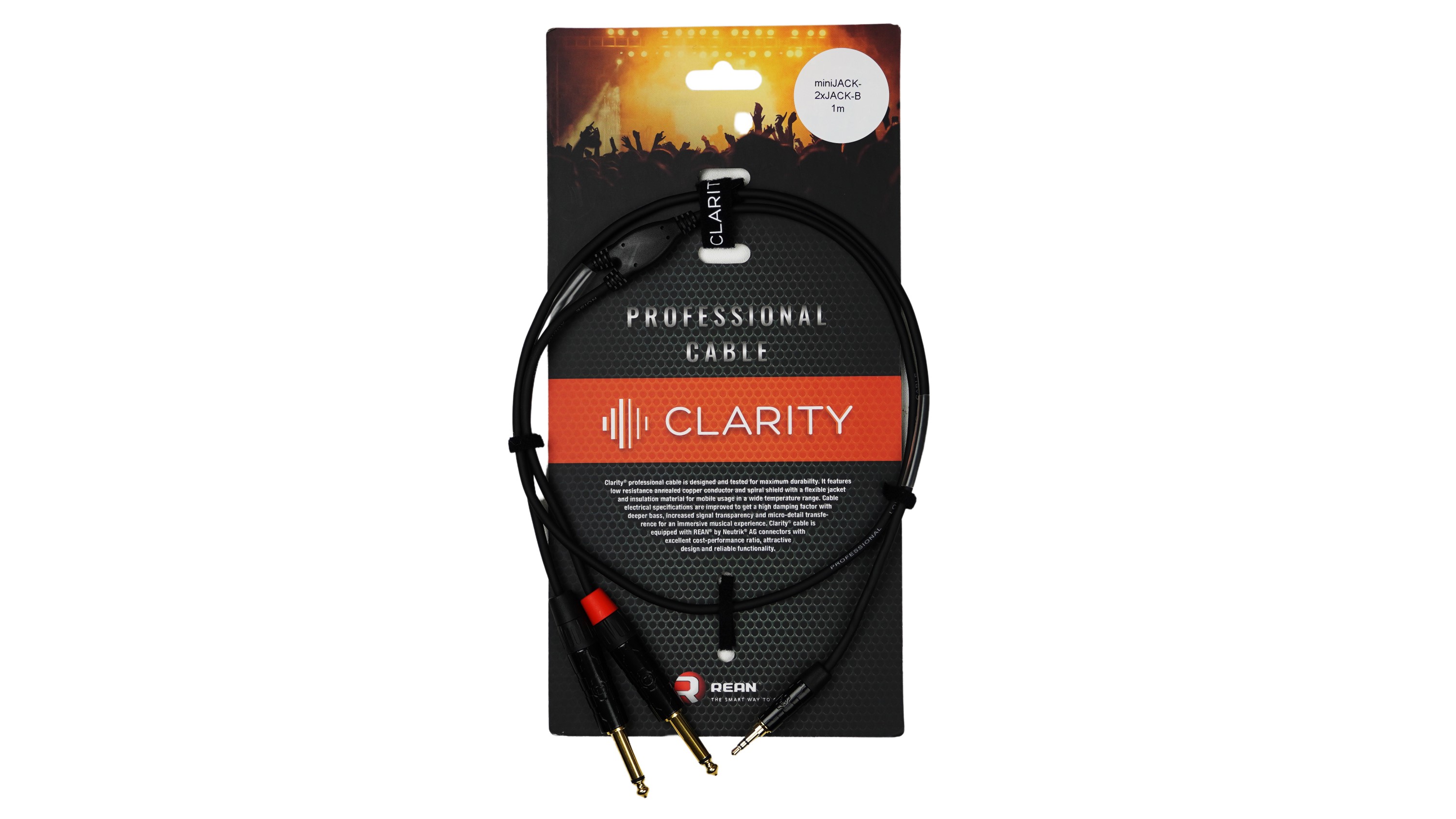 Комутаційний кабель Clarity miniJACK-2xJACK-B/1m 2