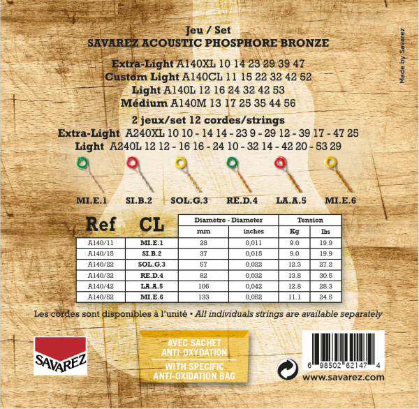 Струни для акустичної гітари SAVAREZ A140CL  2