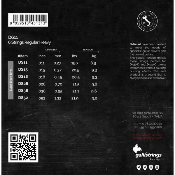 Струни для електрогітари Gallistrings D611 3
