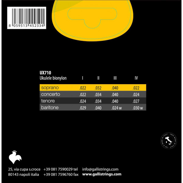 Струны для укулеле Gallistrings UX710 3