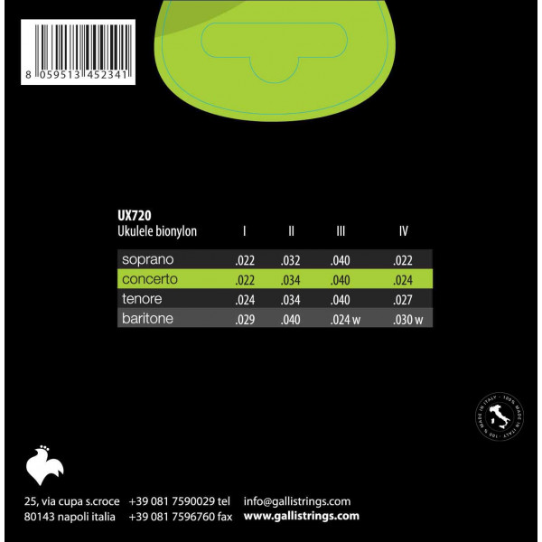 Струны для укулеле Gallistrings UX720 3