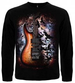 Футболка з довгим рукавом Crow and Guitar in Space
