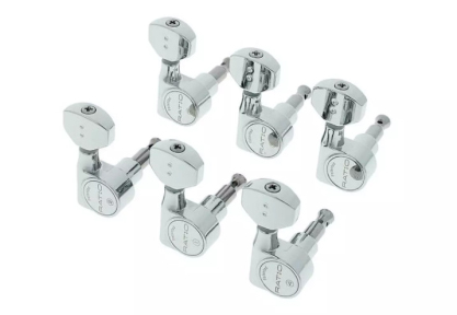Колки для электрогитары GRAPH TECH PRN-2721-C0 Ratio Electric 6 In-line Contemporary Mini 2 Pin - Chrome