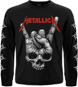 Футболка з довгим рукавом Metallica (Skull Sign of the Horns) (з друком на рукавах)
