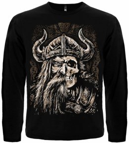 Футболка з довгим рукавом Viking (наполовину лице, наполовину череп)