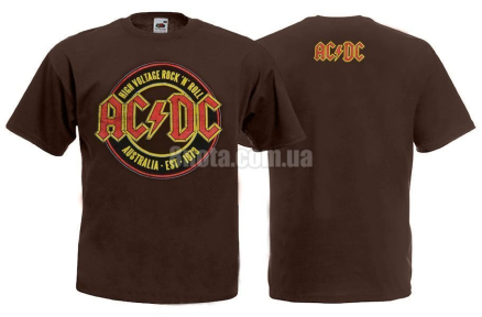 Футболка AC/DC - Australia 1973 - коричневая - рок-футболка (фирм.)