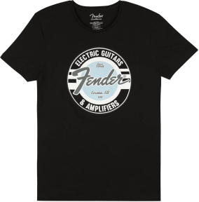 Футболка Fender T-Shirt Guitar And Amp Logo Men'S Black/Daphne Blue L (9193010518)