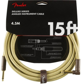 Кабель инструментальный Fender Cable Deluxe Series 15' Angled Tweed (990820086)