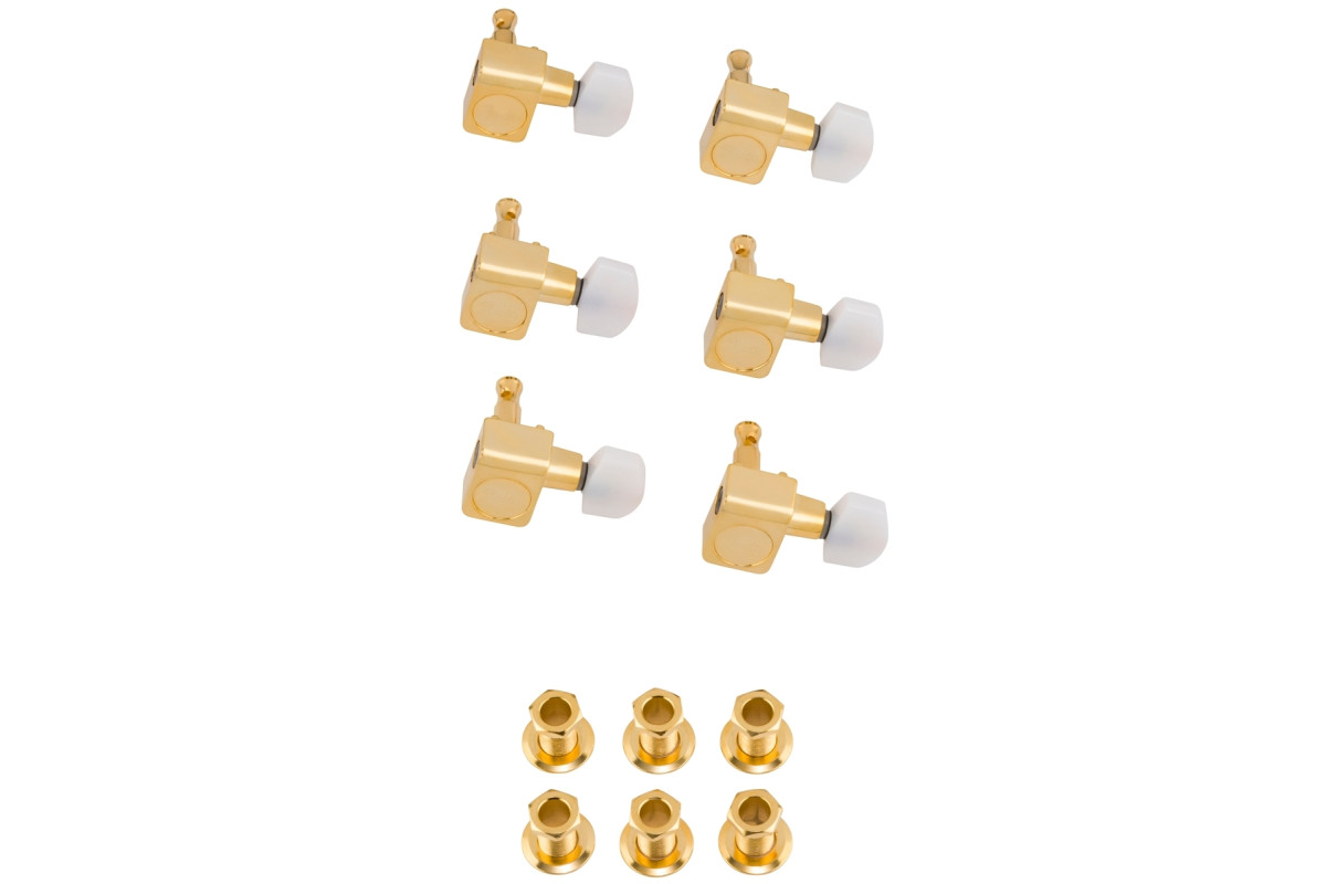 Колки для гитары FENDER DELUXE CAST/SEALED GUITAR TUNING MACHINES WITH PEARL BUTTONS SET 