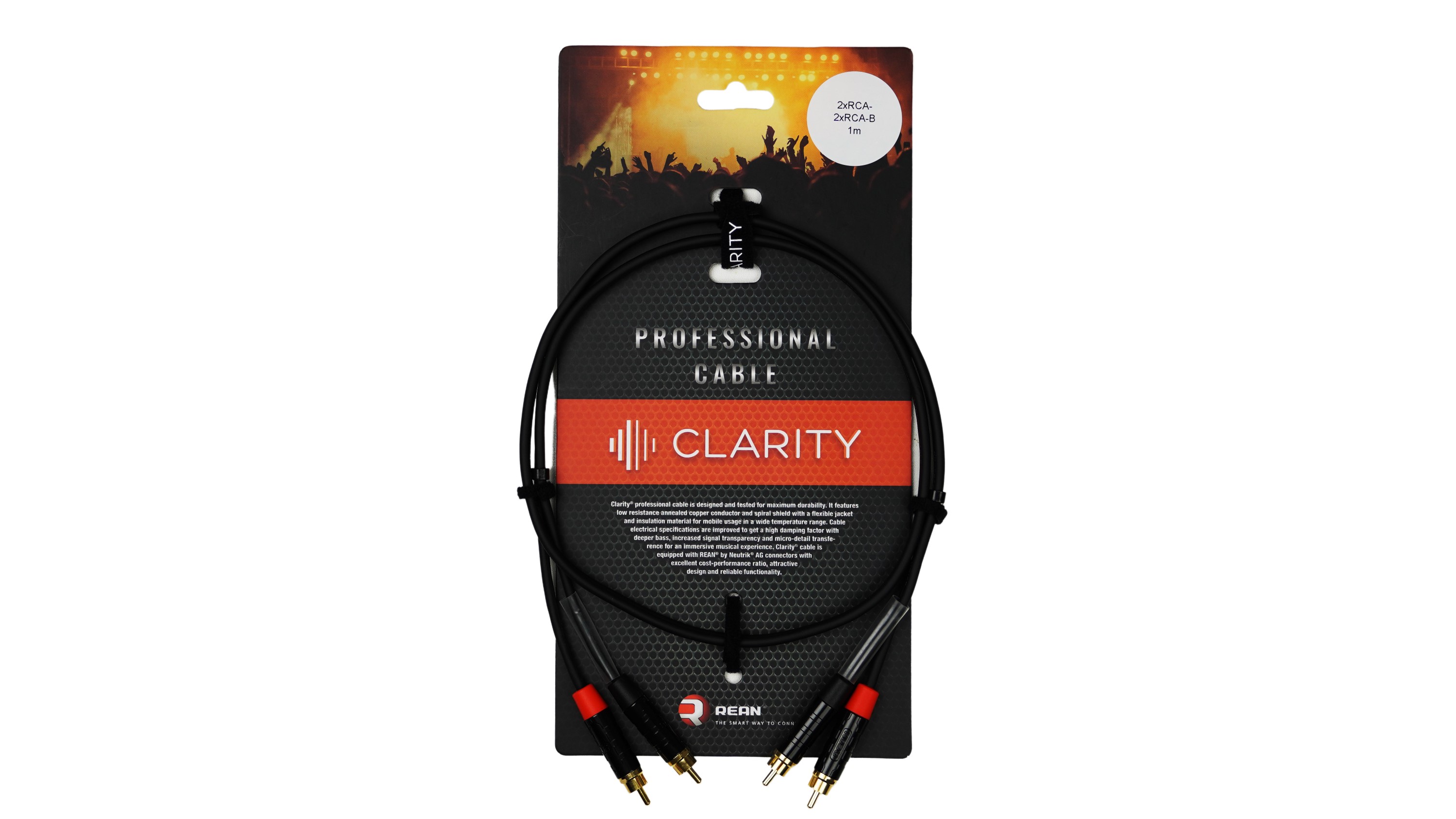 Комутаційний кабель Clarity 2xRCA-2xRCA-B/1m