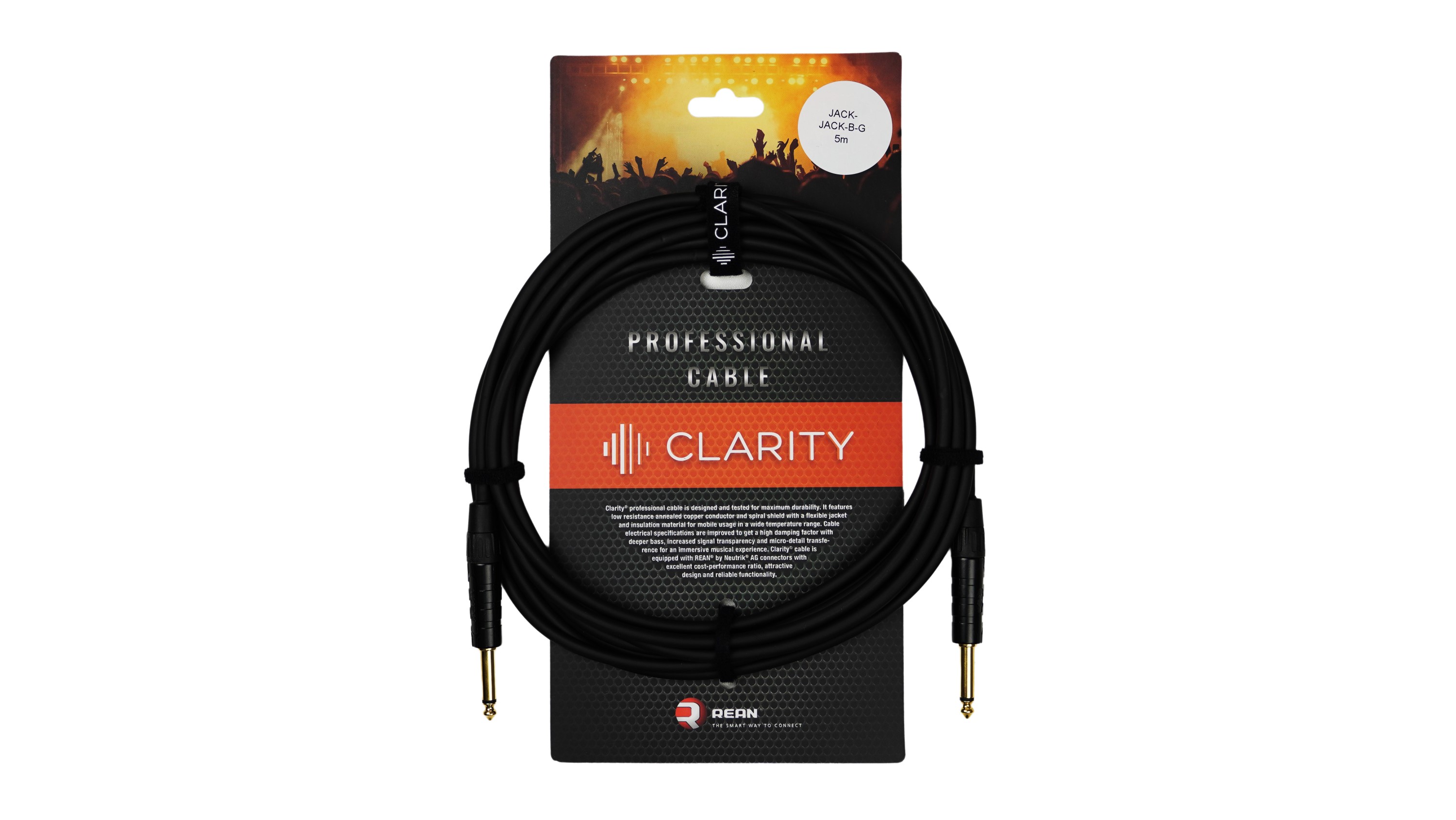 Інструментальний кабель Clarity JACK-JACK-B-G/5m