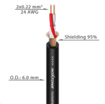 Кабель микрофонний Roxtone MC002, 2х0.22 кв. мм, вн. диаметр 6 мм, 100 м