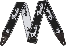 Гитарный ремень Fender Weighless 2'' Running Logo Strap Black/White (990642074)