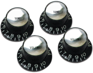 Ручки потенциометра Gibson Top Hat Knobs W/Silver Metal Insert (Black) (4 Pcs.) (PRMK-010)