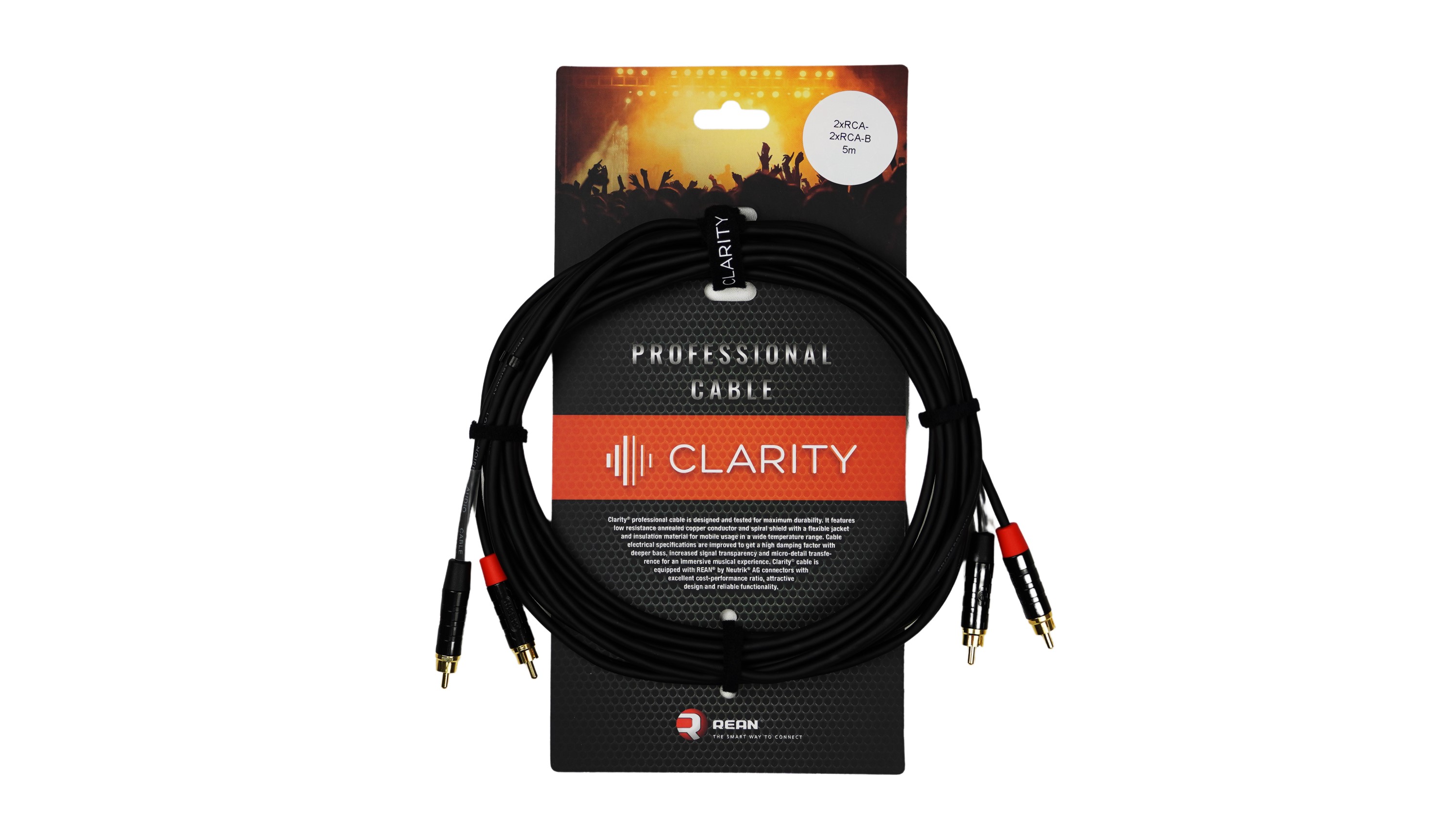 Комутаційний кабель Clarity 2xRCA-2xRCA-B/5m