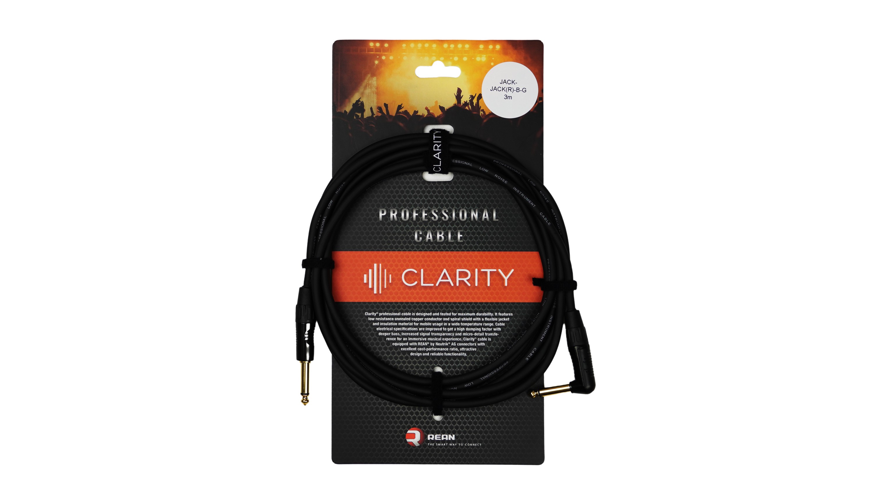 Інструментальний кабель Clarity JACK-JACK(R)-B-G/3m