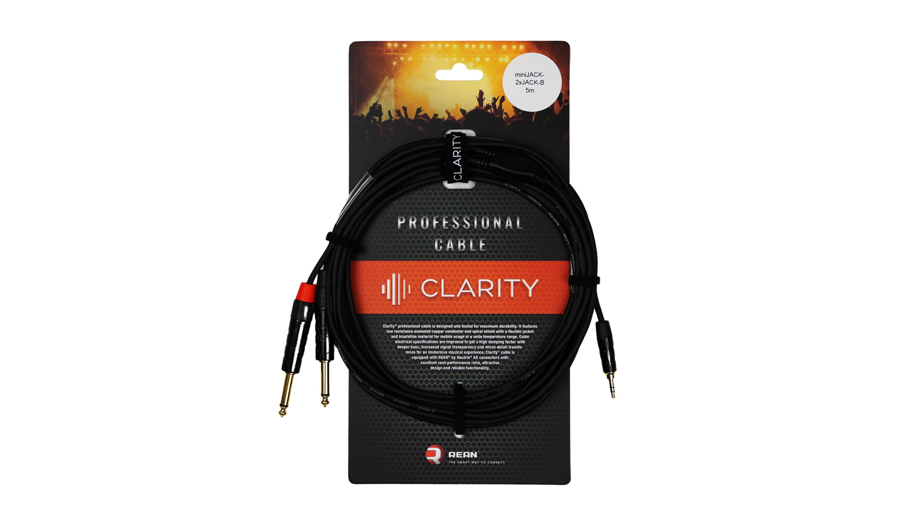 Комутаційний кабель Clarity miniJACK-2xJACK-B/5m