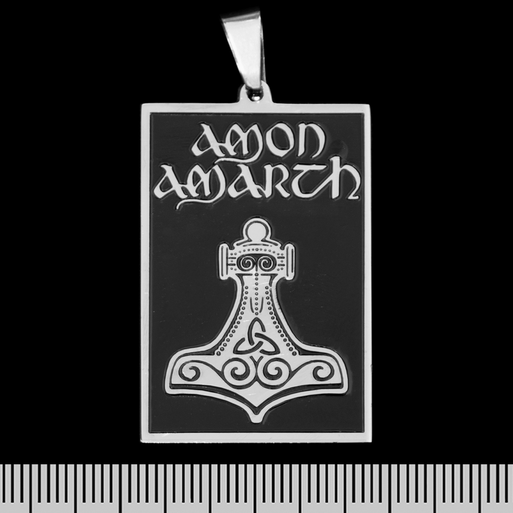 Кулон Amon Amarth (Thors Hammer, black background) (ptsb-154) прямокутний