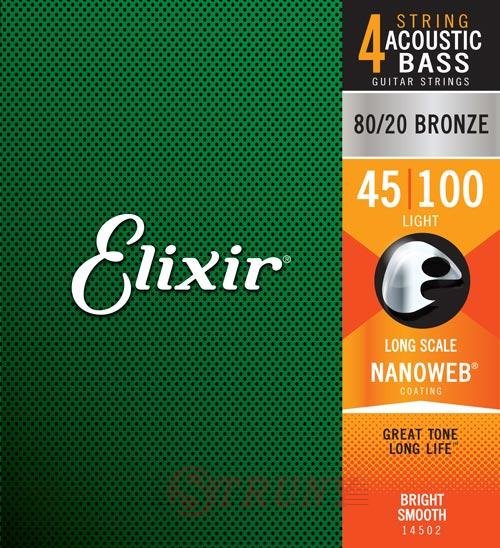 Струни для акустичної бас-гітари Elixir 14502 4S AB LS L