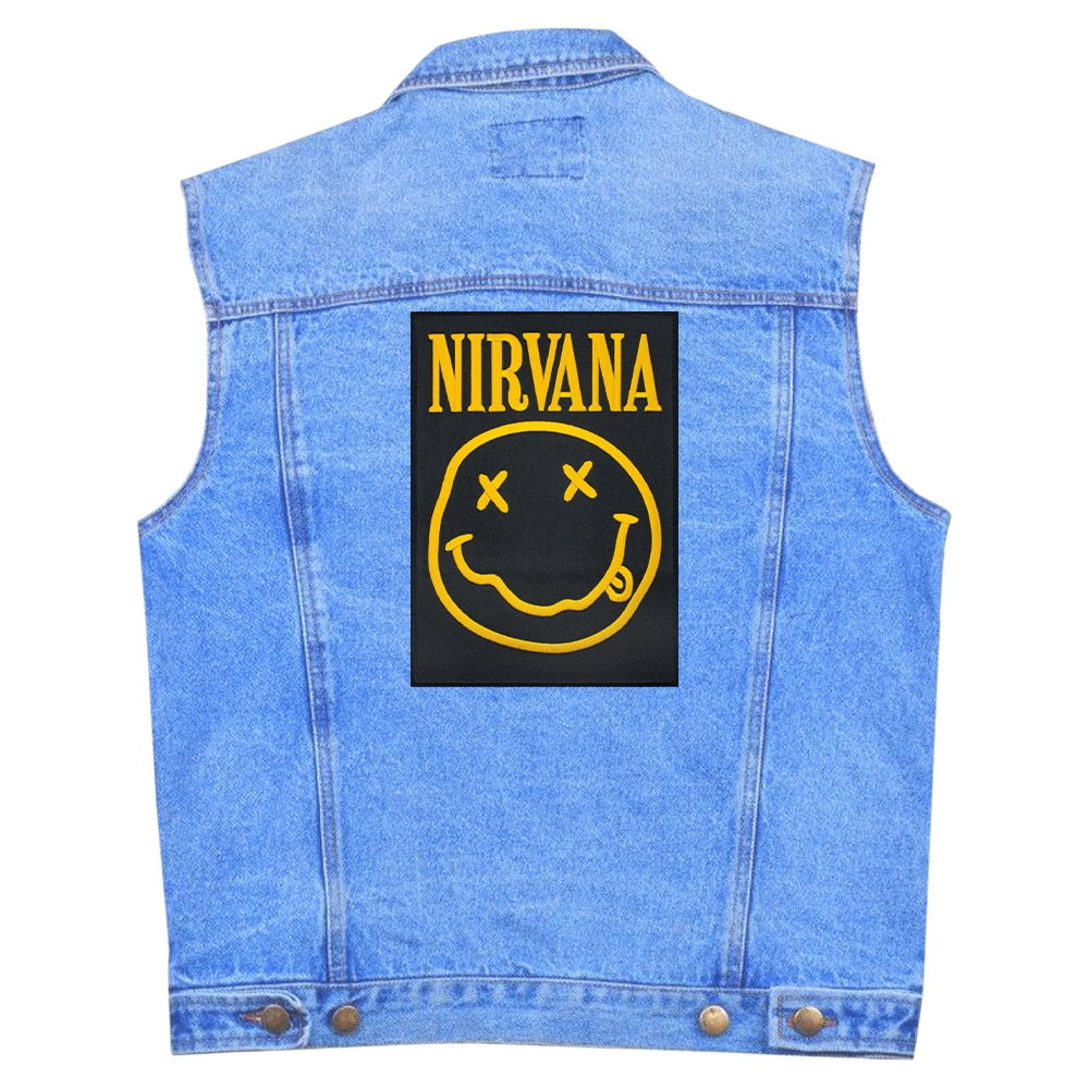 Нашивка термо Nirvana (logo and smile) наспинна прямокутна (thps-008)