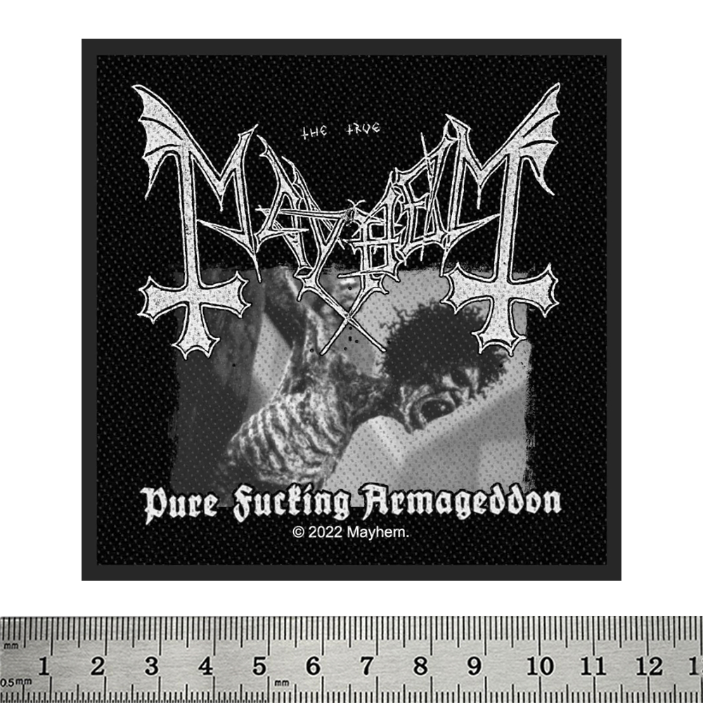 Нашивка ткана Mayhem "Pure Fucking Armageddon" (ofp-003)