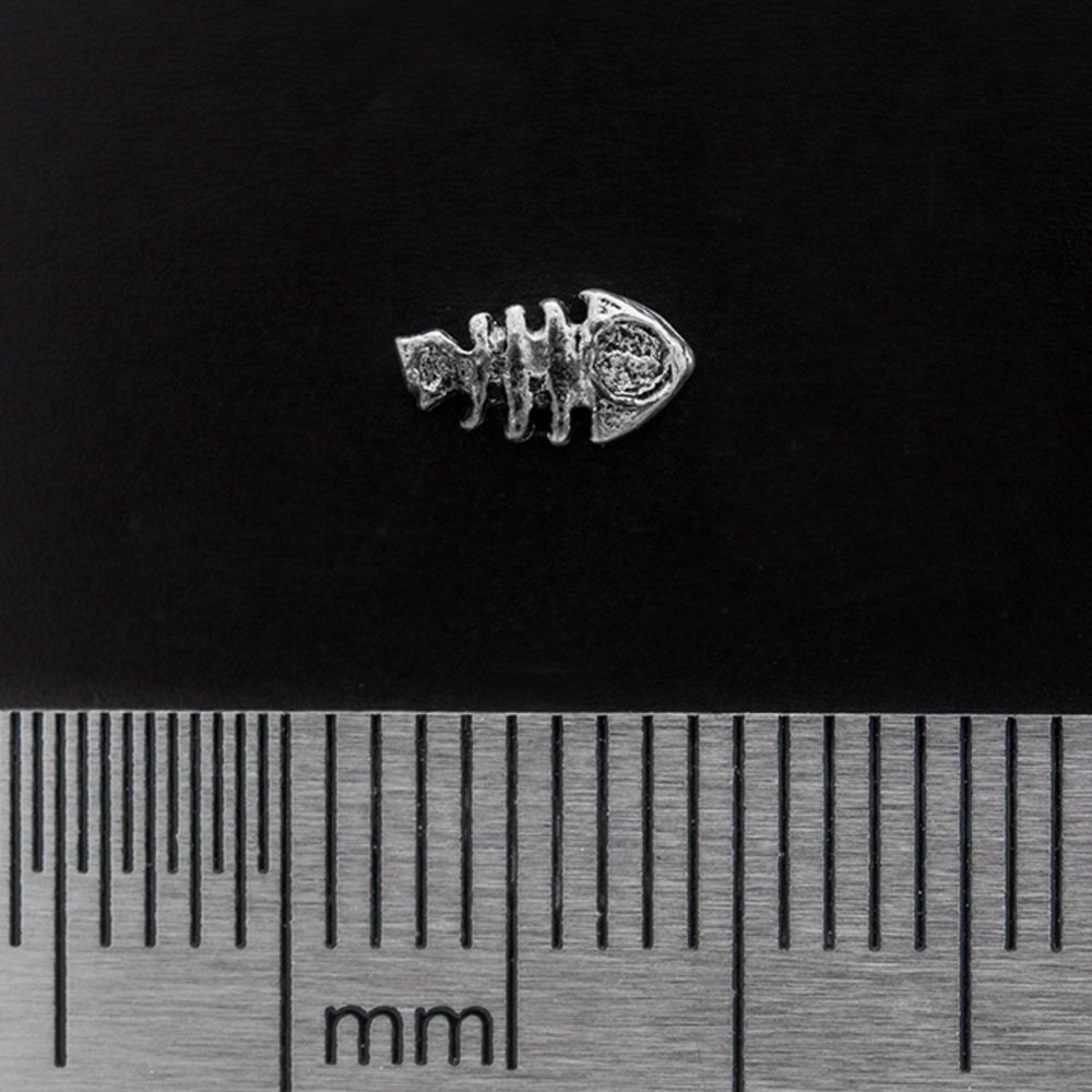 Сережка-гвоздик Скелет риби (срібло, 925 проба)