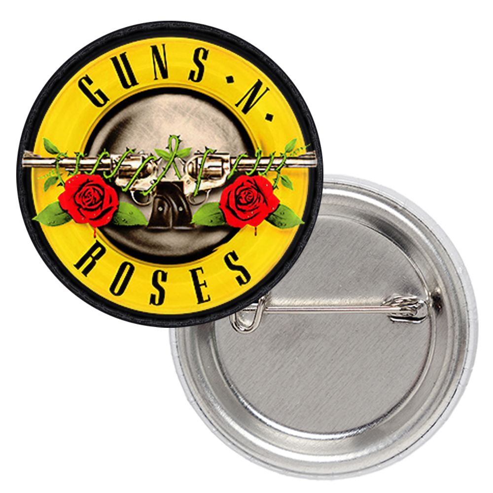 Значок Guns N’ Roses (yellow logo guns and rose)