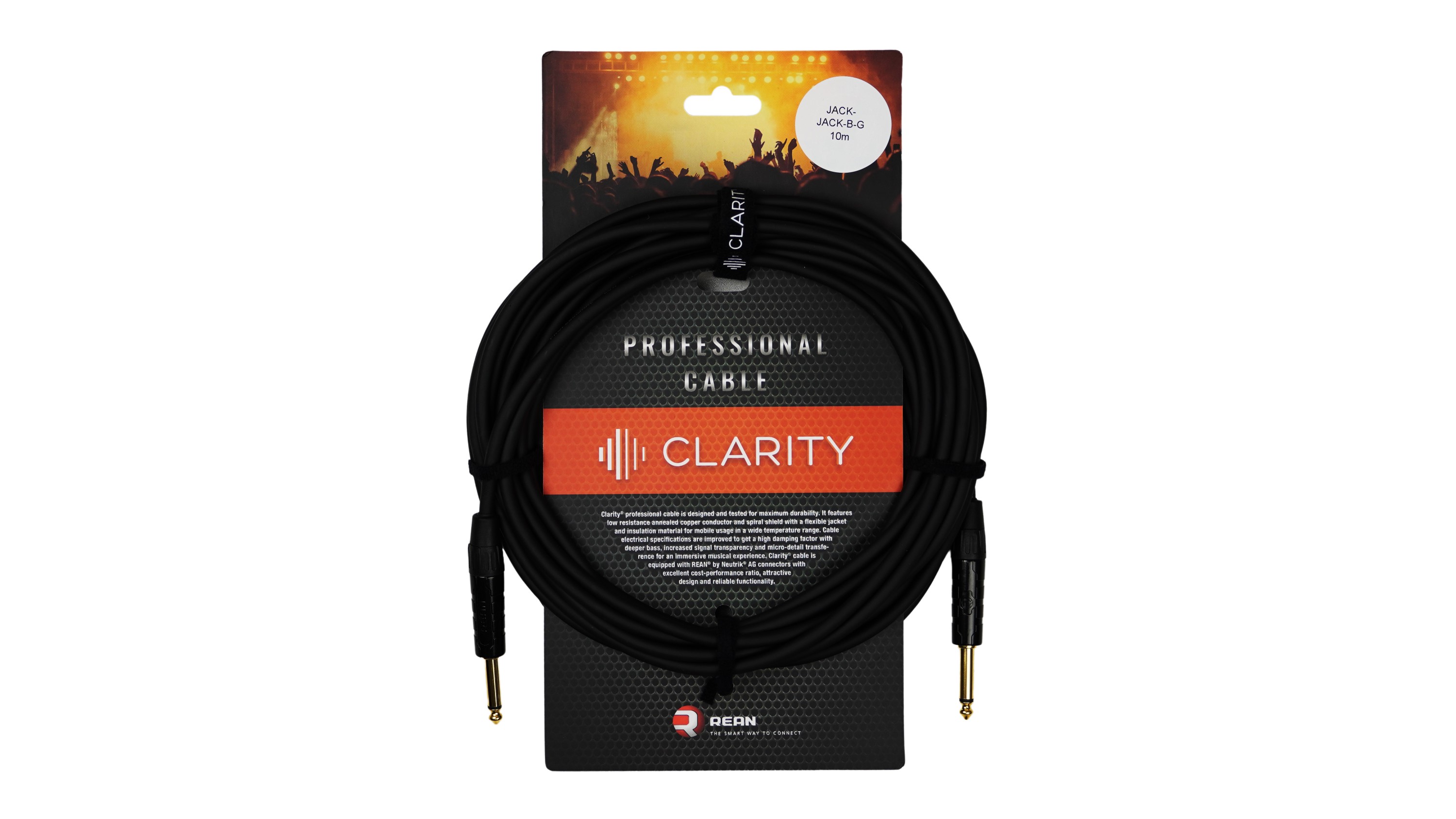 Інструментальний кабель Clarity JACK-JACK-B-G/10m