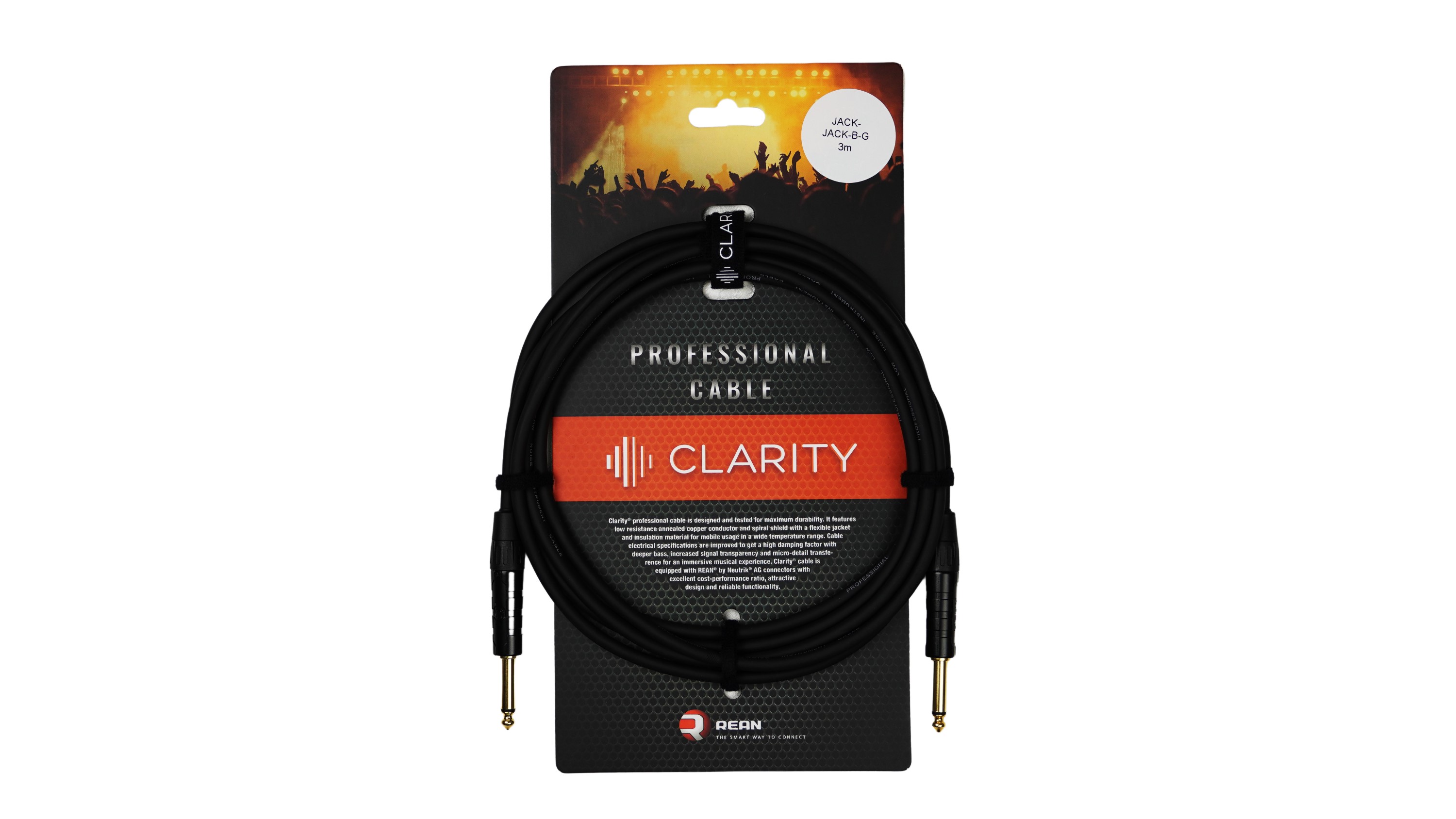 Інструментальний кабель Clarity JACK-JACK-B-G/3m