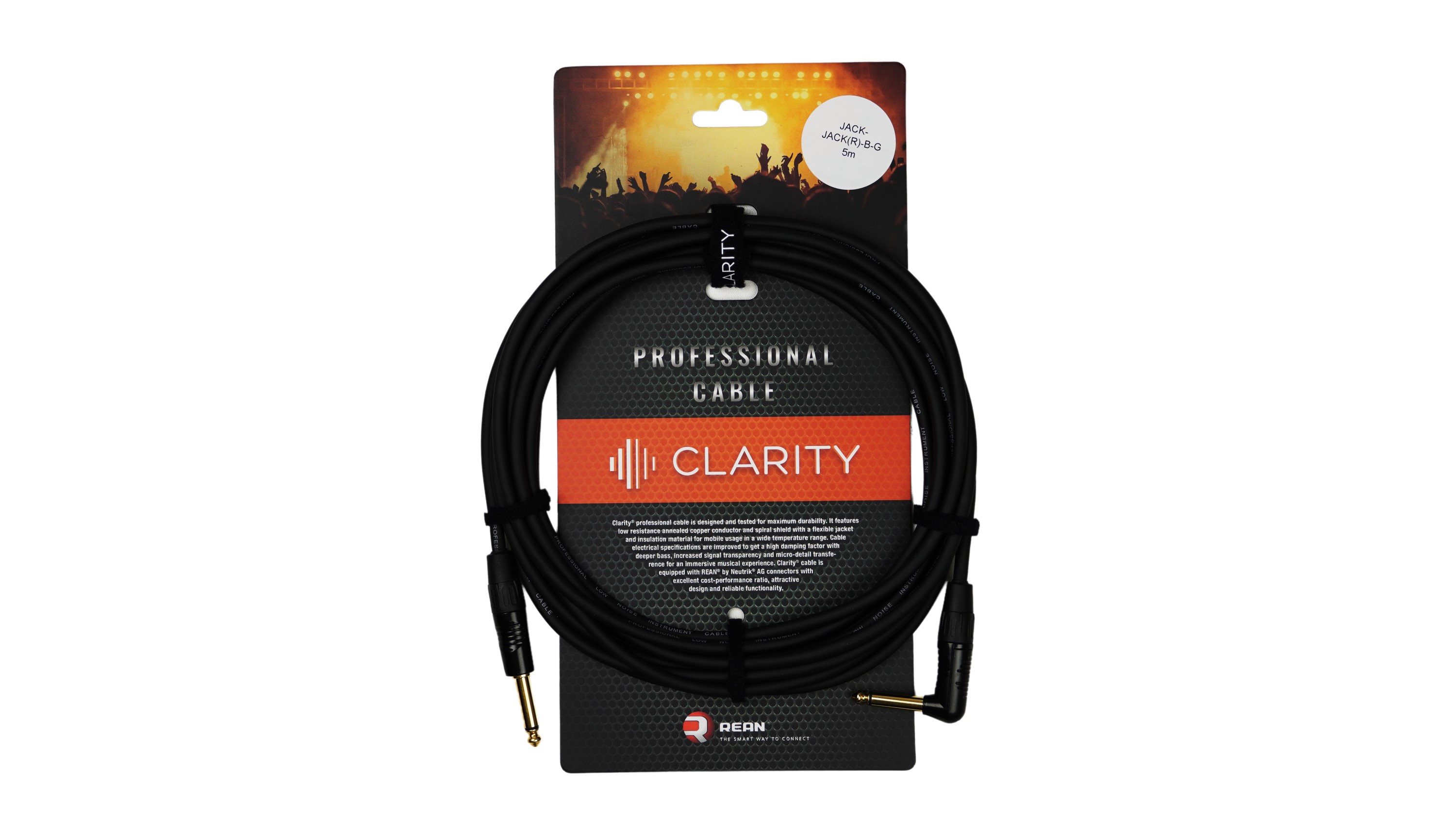 Інструментальний кабель Clarity JACK-JACK(R)-B-G/5m