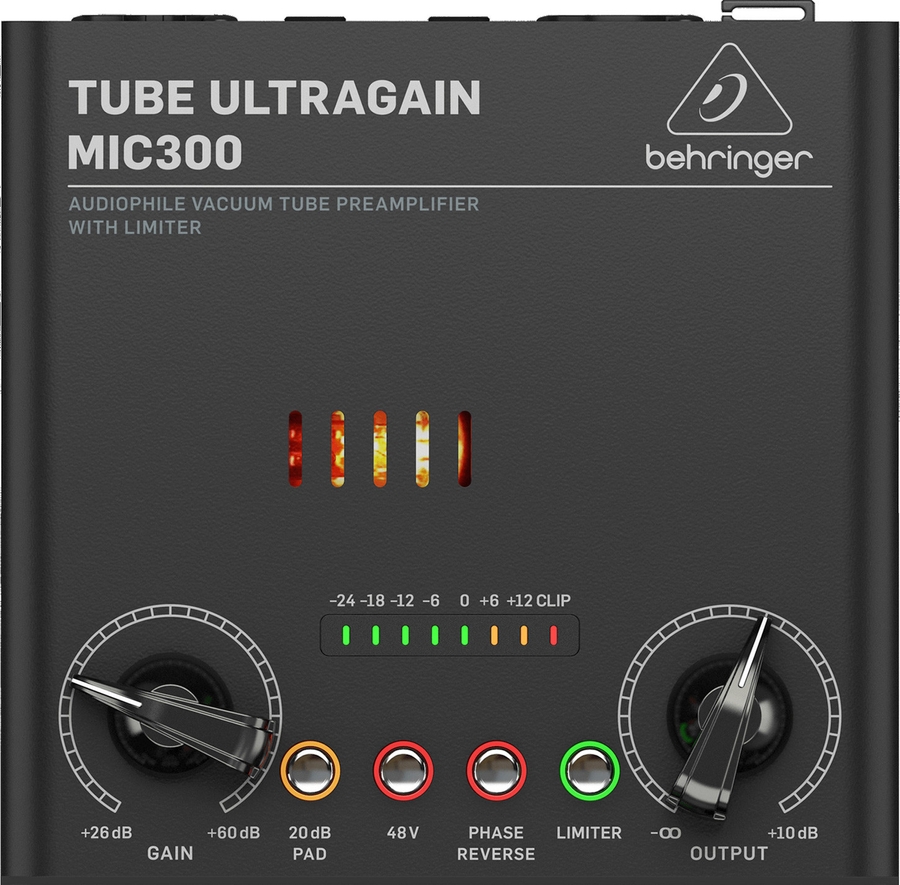 Ламповый микрофонный предусилитель Behringer MIC300 TUBE ULTRAGAIN Ламповый микрофонный предусилитель Behringer MIC300 TUBE ULTRAGAIN